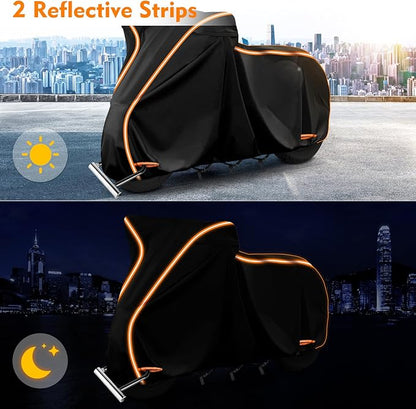 420D Motorcycle Cover for Honda Rebel 250 300 500 1100 Shadow 600 750 1100 / Vtx 1300 1800 / Fury / VT750,Outdoor Bike Cover Windproof Heavy Duty Waterproof Protection