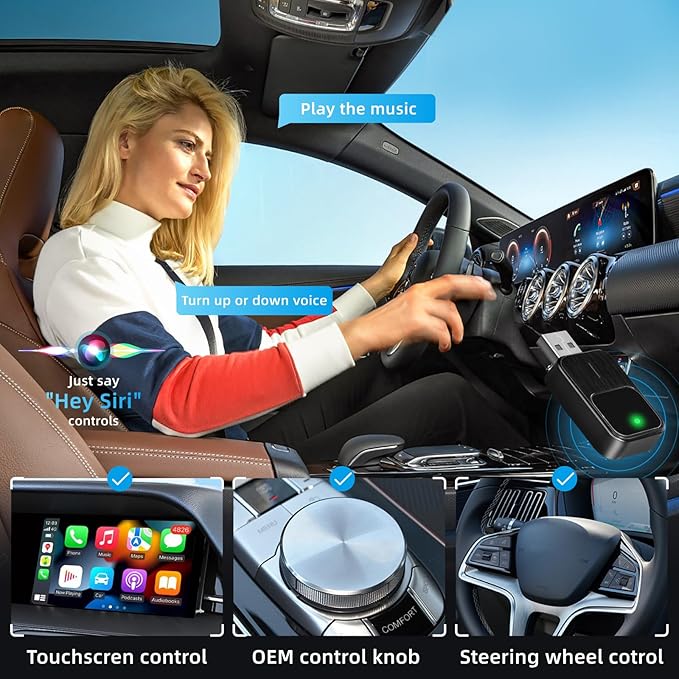Wireless CarPlay Adapter for Apple, Android Auto Car Adapter 2025, 2in1 Mini for iPhone,Wired to Wireless,Plug and Play Setup,USB/Type-C Port Seamless Car Connectivity,Support iOS 12+ and Android 11+