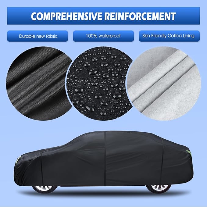 6 Layers Car Cover Custom Fit for 1998-2025 Porsche 911 (991/992/996/997 Series) Carrera 4S/Turbo/Carrera, Waterproof All Weather Rain Sun Protector with Door Zipper