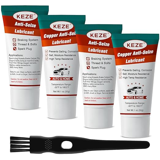 Keze High Temp Copper Anti Seize Compound for Car Spark Plug Bolts Thread Lubricant Grease 1 oz-4 Pack