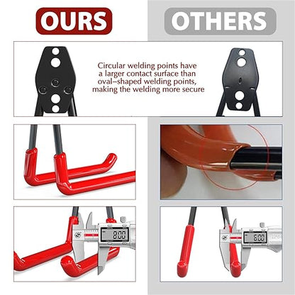 3-H Garage Wall Hooks 34 Pack, Garage Hooks Heavy Duty with Extra Welding Spots, Garage Organizer for Garden, Lawn, Chairs, Ladders, WeedEater, Shovel (Red)