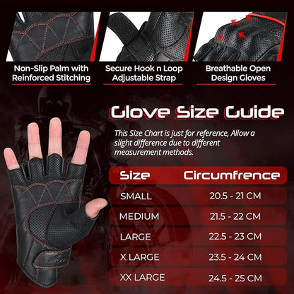 aasportx Motorcycle Gloves - Men's Leather Motorbike Gloves with Touchscreen Function - Non-Slip Pads for Men & Women