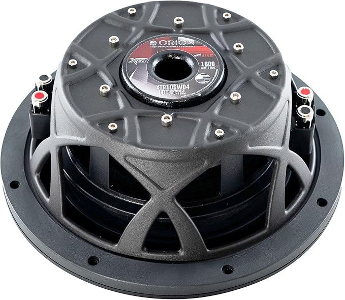 ORION XTR Series XTR10SWD4 Shallow Mount 10” Car Subwoofer, 1600W Max Power, 400W RMS, Dual 4 Ohm, UV Coated Cone, NBR Surround – Compact Slim Subwoofer for Clean Bass in Tight Car Audio Installs