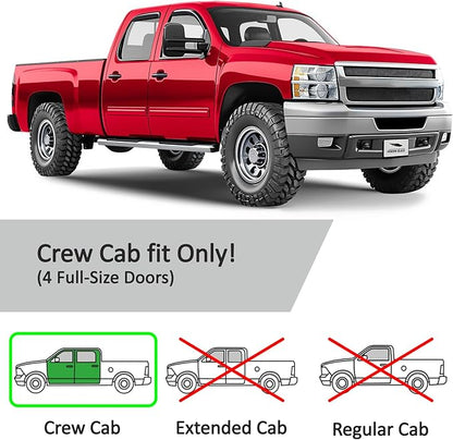 Voron Glass in-Channel Extra Durable Rain Guards for Chevrolet (Chevy) Silverado 2500HD/3500HD 2007-2014 Crew Cab, Window Deflectors, Vent Window Visors, 4 Pieces - 200265