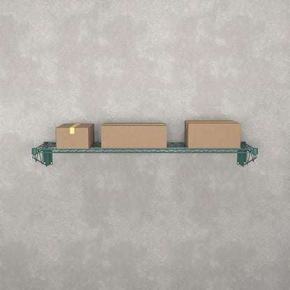 14" x 60" Green Epoxy Wire Wall Mount Shelf