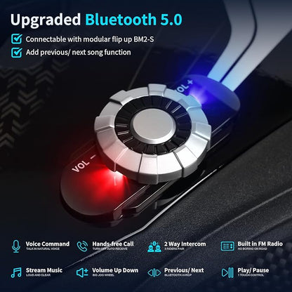 Full Face FreedConn Motorcycle Helmet Bluetooth 5.0 Integrated 2 Way Intercom DOT FMVSS-218 Rated Motorbike Helmet Communication with Dual Visor MP3 for Men Women New EPS