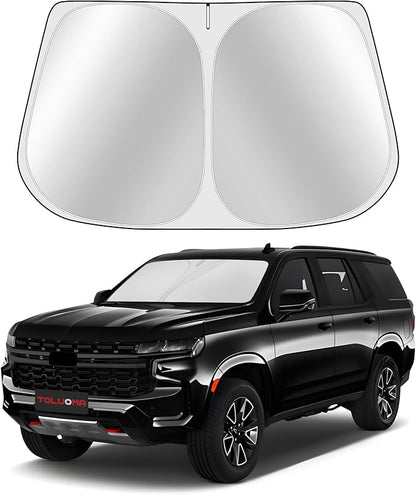 Custom Fit Windshield Sun Shade for Tahoe 2021-2025 - Full Coverage, 210T Reflective Fabric, Double-Layer Design - Blocks 99% UV Rays, Keeps Car Cool, Easy to Install and Store