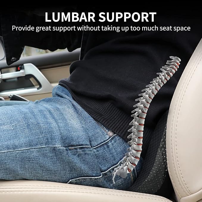 Car Seat Cushion - Memory Foam Car Seat Pad - Sciatica & Lower Back Pain Relief - Car Seat Cushions for Driving - Road Trip Essentials for Drivers(Black)