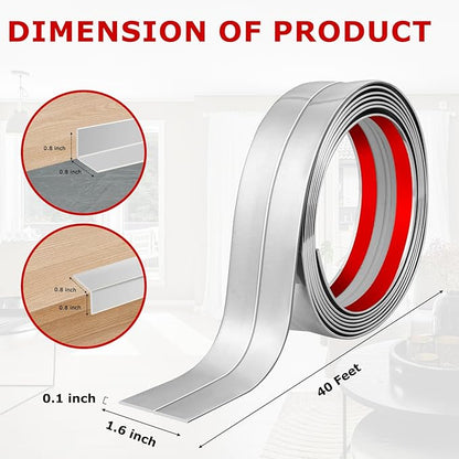 Flexible Wall Corner Protector Moulding Trim Peel and Stick Wall Corner Guards Edge Protector Self Adhesive Molding Trim Strip for Edge Ceiling (Silver, 1.6 in x 40 Ft)