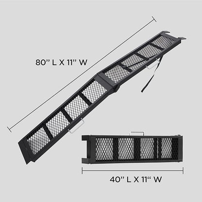 Rockland Heavy Duty Steel Loading Ramp, 800 LBS Capacity, 80" x 11", Portable Folding Truck Ramp with Handle for Motorcycles, Ebikes, Dirtbikes and ATVs, for Trailer and Pickup Truck, 1 Piece