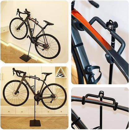 Rcool Carbon Steel Bike Stand,Adjustable 24-51in,Home Garage Parking Rack,Stable Anti-Slip,Durable Install,Frame Protection,Space-Saving，Black