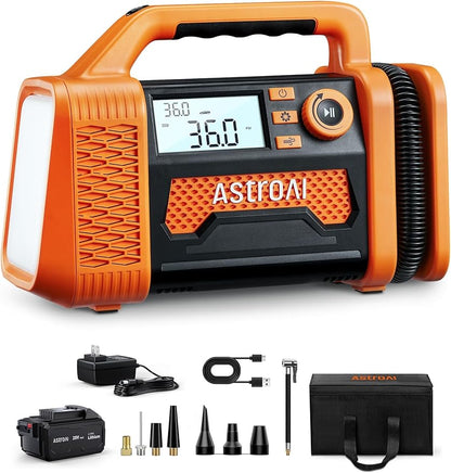 AstroAI TC3 Air Compressor Portable Tire Inflator Offroad Air Compressor for Truck 150PSI with Digital Display Air Pump for Car Heavy Duty for 4x4 Vehicle, RV, SUV, Car Accessories Yellow