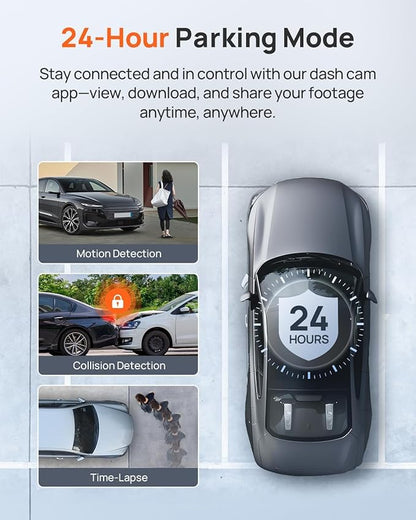70mai A810 4K Dash Cam Front and Rear, Dual Dash Camera for Cars with Starvis 2 HDR Night Vision, 4G LTE Support, ADAS, Built in GPS & WiFi, 24/7 Parking Mode, AI Motion Detection, Time-Lapse