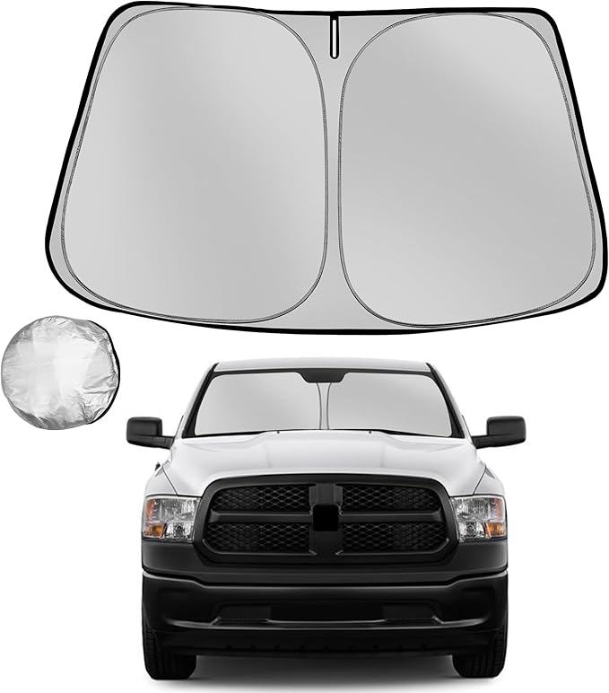 Windshield Sun Shade for 2011-2018 Dodge Ram 1500 Foldable Sun Sunshade for Car Front Window Blocks UV Rays and Heat Automotive Interior Protector Custom Fit Accessories