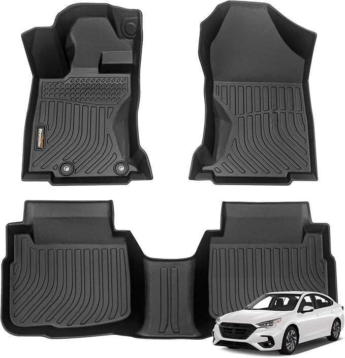 Binmotor-Floor Mats for Subaru Legacy/Outback 2020-2025, 2 Rows All Weather Car Mats, Waterproof TPE Rubber Liners for Subaru Legacy Accessories-Black