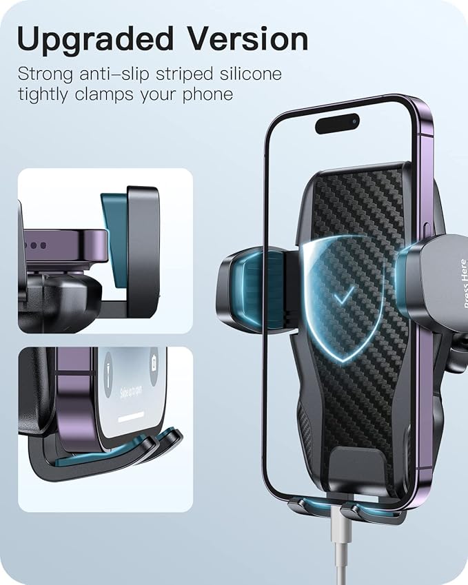 APPS2Car Car Phone Holder Mount Gooseneck Dashboard Windshield Suction Cup Phone Mount Anti-Shake Stabilizer Phone Car Cradle Compatible with All Cellphones & Thick Phone Case-H3S Carbon Fiber Style