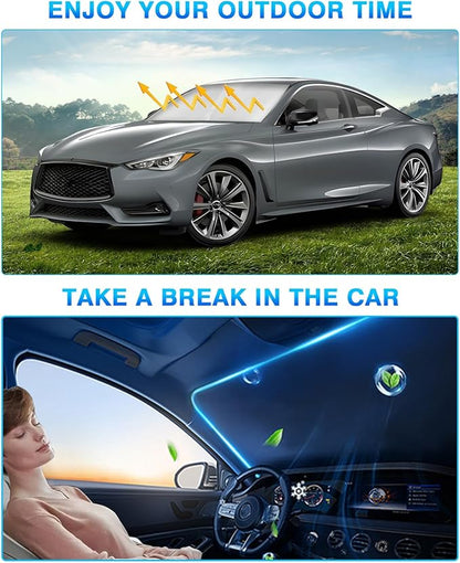 KUST Windshield Sun Shade for Infiniti Q60 Coupe 2017-2022 Window Sunshade Sun Visor Protector Foldable Blocks UV Rays Keep Your Car Cooler