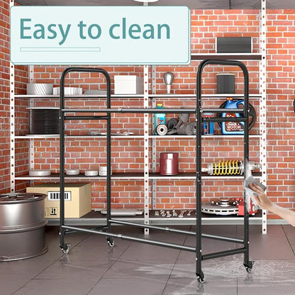 Hershii Tire Storage Rack Standing Garage Storage Shelf Organizer for Indoor Outdoor Use, Rolling Tire Rack Adjustable - Black 24.80-42.51'' X 15.35'' X 44.09''