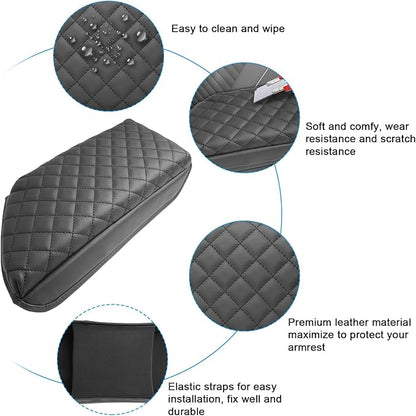 SXCY for 2020-2025 VW Jetta Armrest Cover for Volkswagen Jetta 2025 Accessories 2020-2024 2025 Jetta Center Console Cover 2025 Jetta Middle Console Cover (Black Checkered Pad)