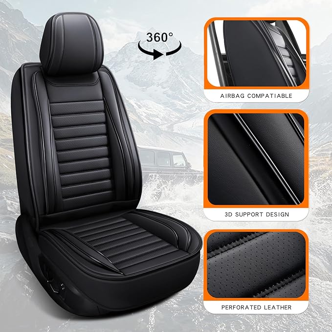Car Seat Covers,Car Seat Protector Waterproof,Seat Covers Front, Car Seat Protectors,Automotive Seat Covers Fit for Most Cars Black