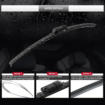 Front Windshield Wipers, 2-Piece Set for BMW Z4 28i 30i 35i M40i 2019 2020 2021 2022 2023 - Automotive Replacement Front Wiper Blades for Car Window
