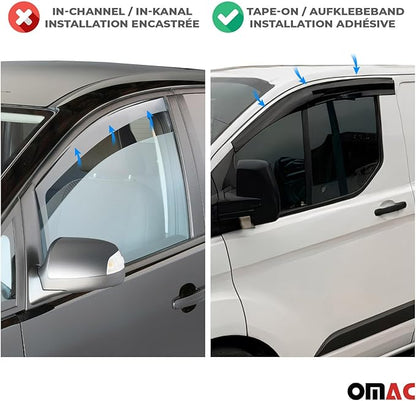OMAC Window Visor Vent Rain Guard Deflector for Hyundai Tucson 2010-2015 Smoke 4 Pcs