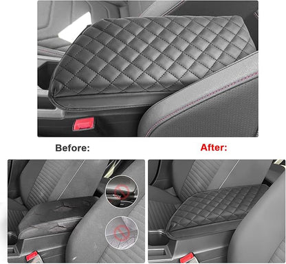 SXCY for 2020-2025 VW Jetta Armrest Cover for Volkswagen Jetta 2025 Accessories 2020-2024 2025 Jetta Center Console Cover 2025 Jetta Middle Console Cover (Black Checkered Pad)