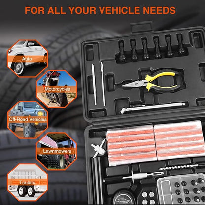 Tire Repair Kit, 102 Pcs Heavy Duty Tire Plug Kit for Car, Universal Tire Patch kit to Fix Punctures and Plug Flats, tire Repair Plugs Truck, RV, ATV, Tractor, Trailer