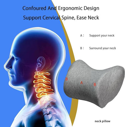 Lumbar Support Pillow for Car,Car Neck Pillow Kit for Car with Adjustable Strap,Car Headrest Pillow Ergonomic Design for Comfort