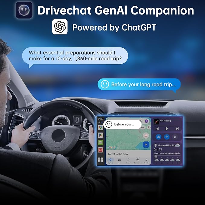 Ai Box Carplay/Android Auto Wireless Adapter, Android 13 6-in-1 Ai Box,4G LTE Card, GPS, DriveChat, Dual Bluetooth/WiFi, 4GB+64GB, Plug & Play for 2016+ Wired CarPlay, CB6A 2025 (CB6A-BK)