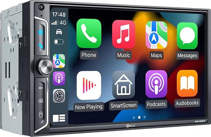 PLZ 7" QLED Wireless Double Din Car Stereo - Apple CarPlay & Android Auto, 240W 4.2CHN, 2 Subwoofers Outputs, SWC, Bluetooth, FM/AM Car Radio, Backup Camera