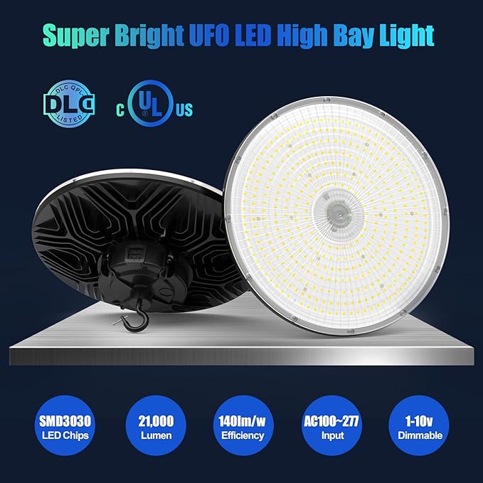 BBESTLED 9Pack UFO LED Low Bay Light 4000K 80W 100W 150W 21,000Lumen 3000K Highbay UFO Lights for Workshop Garage Office LED Industrial High Bay Light 5000K