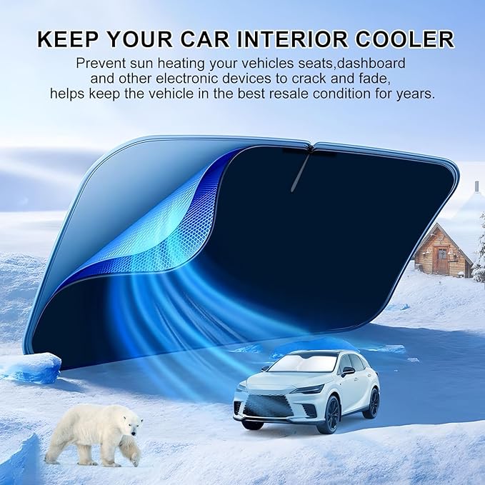 T TGBROS Windshield Sun Shade for Lexus RX 2023-2025 2026 Front Window Sunshade Sun Shield Foldable Sun Visor Cover for RX Accessories Block Heat and Sun Protection