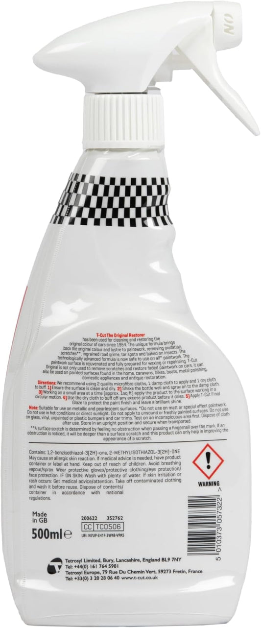 T-Cut Colour Restorer, 17 Fl Oz - Paintwork Restore, Spray Paint, Restores Original Colour and Lustre to Paintwork Removes Oxidation Scratch, TCC500