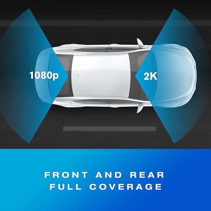 Type S T200 AI Driver Assistance Dash Cam Powered by ADAS, 1440p, Collision Alerts, Lane and Pedestrian Detection, Vehicle Departure Reminders, Front Rear 2 Channel Smart 24/7 Video Surveillance