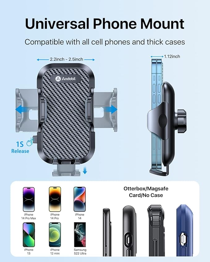 Danmus® Upgraded Car Cup Holder Phone Mount with Extendable Base, [15-in Adjustable Long Gooseneck] [Military-Grade] Car Truck Mount Compatible with iPhone 16 15 14 13 Pro Max Samsung S25 All