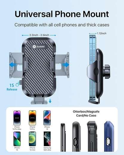 Danmus® Upgraded Car Cup Holder Phone Mount with Extendable Base, [15-in Adjustable Long Gooseneck] [Military-Grade] Car Truck Mount Compatible with iPhone 16 15 14 13 Pro Max Samsung S25 All