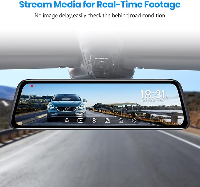 9.35''1080P OEM Rear View Mirror Camera: Recording Wide View Back Up Camera for Cars, Smart Full Touch Screen Stream Media Backup Camera with Super Night Vision for Trucks,Vans, SUVS (AUTO-VOX T9)