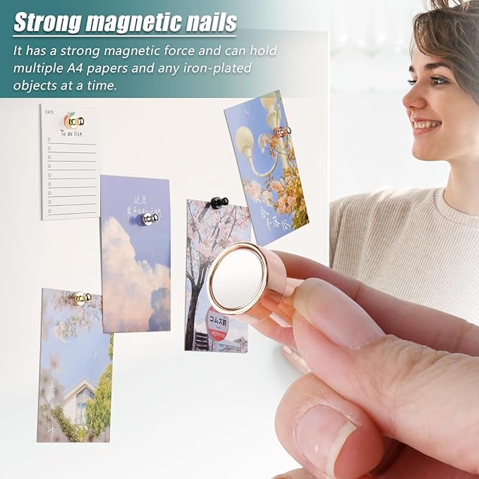 22 Pack Fridge Magnets Strong Magnets for Whiteboard, Push Pin Refrigerator Magnet Small Strong Rare Earth Magnets Neodymium Magnet for Office, Classroom, Kitchen, Home, Gold