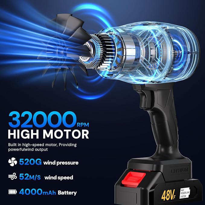 Turbodry 13000RPM Cordless Car Dryer & Turboglass Blower – Dual Batteries, Fast Charging, Lightweight Air Blower for Patio Lawn Care Blowing Leaves Dust Snow Cleaning Camping Automotive