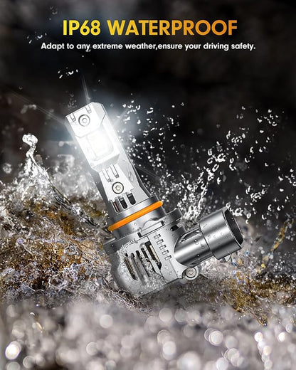 FAHREN Upgraded 9005 9006 bulbs Combo, 100,000 LM 10X Super Brightness HB3 HB4 Bulb,6500K Cool Wither 1:1 Mini Size Replacement, Plug and Play fog bulbs, Pack of 4