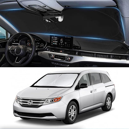 Custom Fit Odyssey Windshield Sunshade for 2011-2016 2017 Honda Odyssey LX EX EX-L Touring Elite Accessories Front Window Shades Cover for Windshield Sun Visor Protector 210T Reflective Block UV Rays