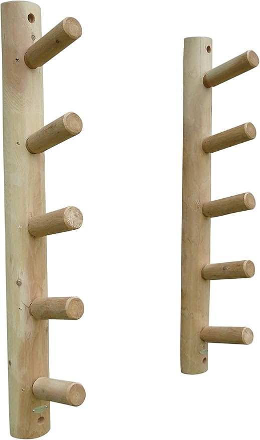 10-Place Wall-Mounted Ski Log Racks - Skis Wall Mount Garage Racks, Indoor & Outdoor Vertical Ski Holders for Walls, Hangers for Skis Indoor Storage Rack, Garage Hanging Rack - Natural