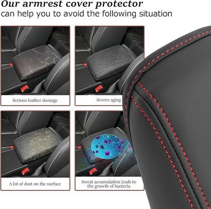 SKTU for 2020-2024 Volkswagen Golf Center Console Cover 2023 2024 Golf Accessories Armrest Cover 2023 2024 Golf R Seat Box Cover 2020-2023 2024 Golf MK8 Center Console Soft Cushion (Red Line)