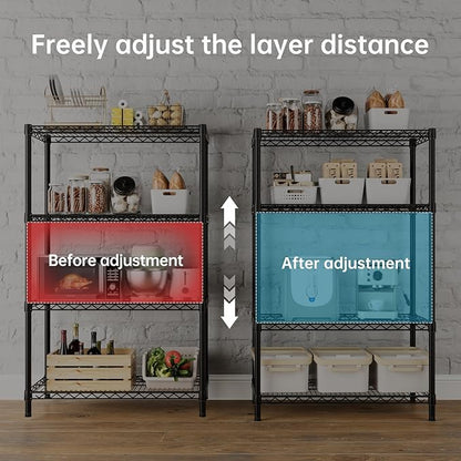 SINGAYE 4 Garage Heavy Duty Shelving Unit Kitchen Pantry Close Home Organizers and Storage Bathroom Shelf Laundry Room Organization Industrial Book Metal Wire Adjustable Shelves