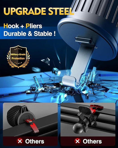 New Upgraded Phone Holders for Your Car Steel-Hook Clip Military-Grade Shockproof, Air Vent Cell Phone Stand Car Mount, Universal Automobile Truck Stand Vent Cradle for iPhone 16 Pro Max 15 14 13 12