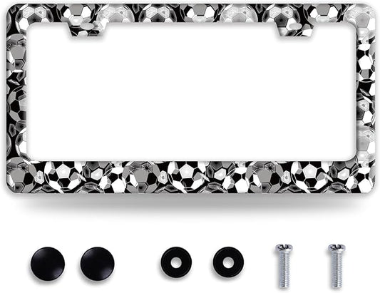 Personalise Soccer Ball Pattern License Plate Frame Funny License Plate Auto Accessories License Plate Holder 6x12 Inch