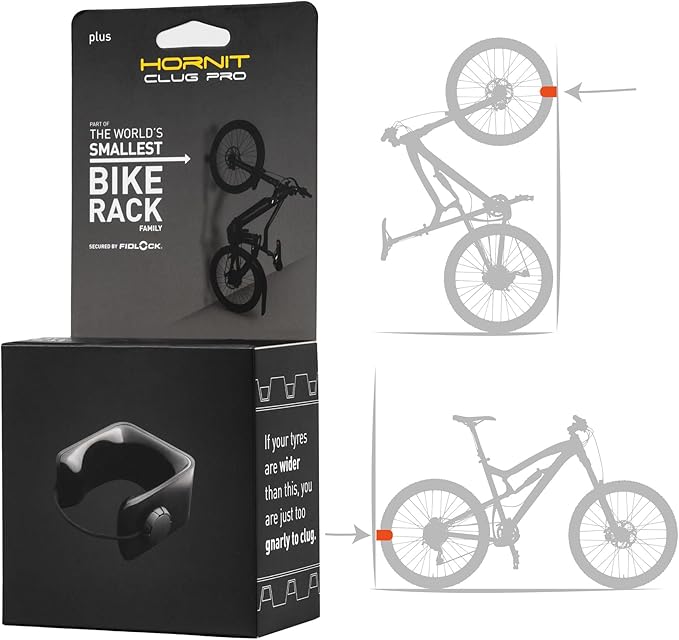 Hornit CLUG PRO | Wall Mounted Bike Rack | Secured by FIDLOCK | 5 Sizes | Easy to Install