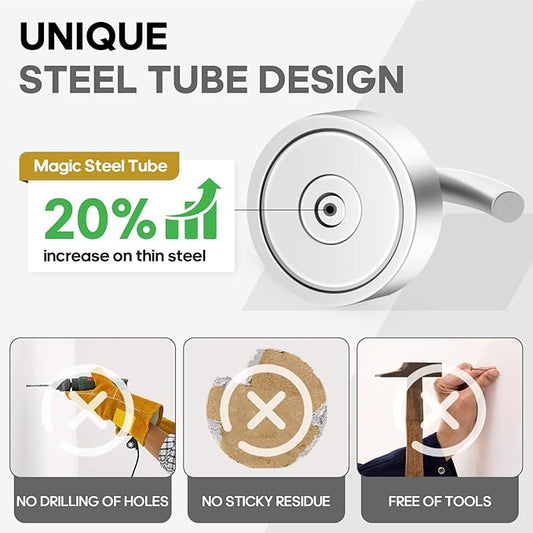 Neosmuk Magnetic Hooks, Cruise Ship Essentials, 30lb+ Heavy Duty Magnetic Hooks for Cruise Cabins, Refrigerator, Grill, Hanging, and Travel | Extra Strong Must-Haves Magnet Hook,Silver,Pack of 10