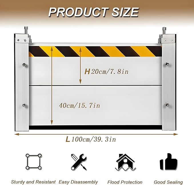 Flood Barriers for Home Exterior,Aluminum Alloy Outdoor Garage Doors Water Barriers for Flooding(H55Inch,L16FT)